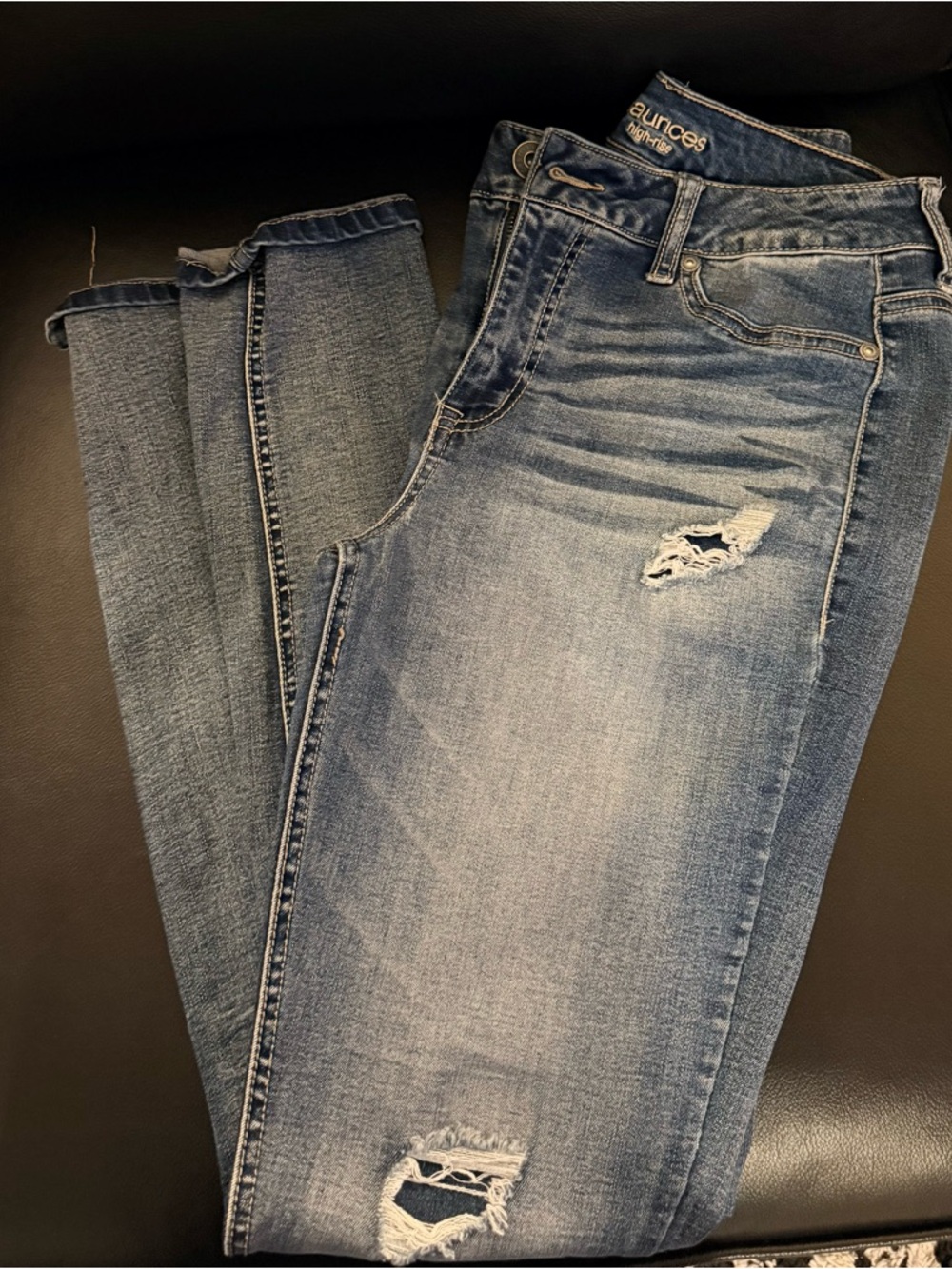 Maurices Light Blue Slim Straight Distressed Jeans